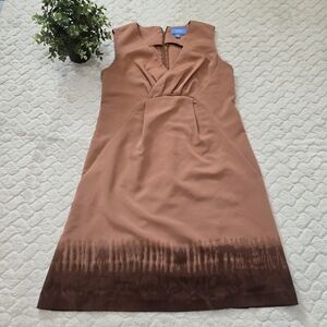Simply Vera Wang Burnt Orange Burnt Brown Trim Sleeveless V-Neck Dress, Size 4